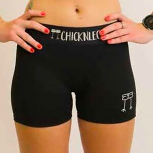 ChicknLegs Women’s black 3” compression shorts; size S